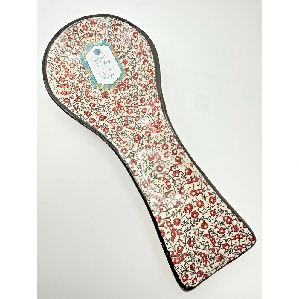 Ceramic‎ Spoon Rest Turkish Floral Hand Painted Nakas Kitchen Utensil Holder